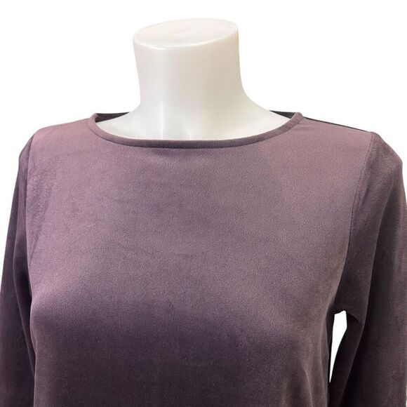 Purejill  by J.Jill Rum Raisin‎ Velvet Longsleeve Roundneck Tee Xs Petite New - Picture 3 of 10